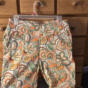 Cato Floral Paisley Bermuda Shorts — Orange & Green